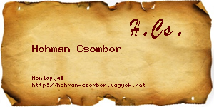 Hohman Csombor névjegykártya